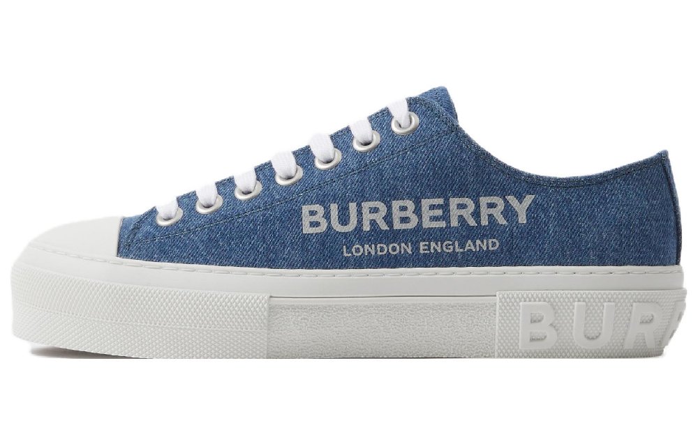Burberry Logo Stylish Skateboarding Shoes Women's Denim Blue