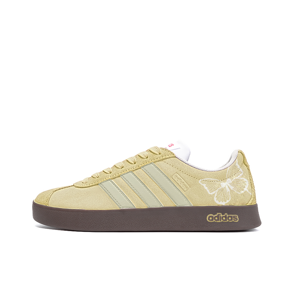 Adidas Neo Vl Court Butterfly Flower Series, Amber Low Top Skateboard Shoes Unisex Yellow