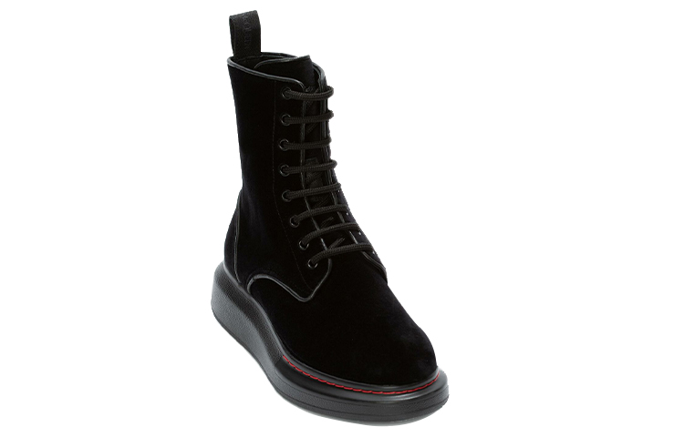 Alexander McQueen Hybrid Lace Up Boot Velvet Black Women's купить в интернет-магазине Yoocart с быстрой доставкой по России.