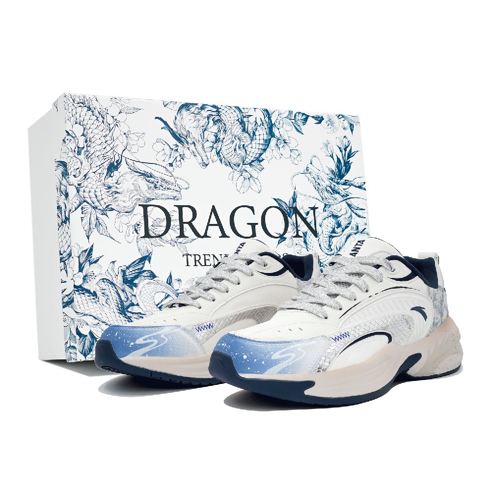 Anta ACE Anti-Slip Wear-Resistant Low-Top Casual Shoes Men's White Dark Blue