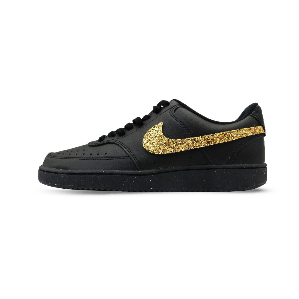 Nike Court Vision Low Cushioned Wear-Resistant Lightweight Low-Top Skateboard Shoes Unisex Black Gold