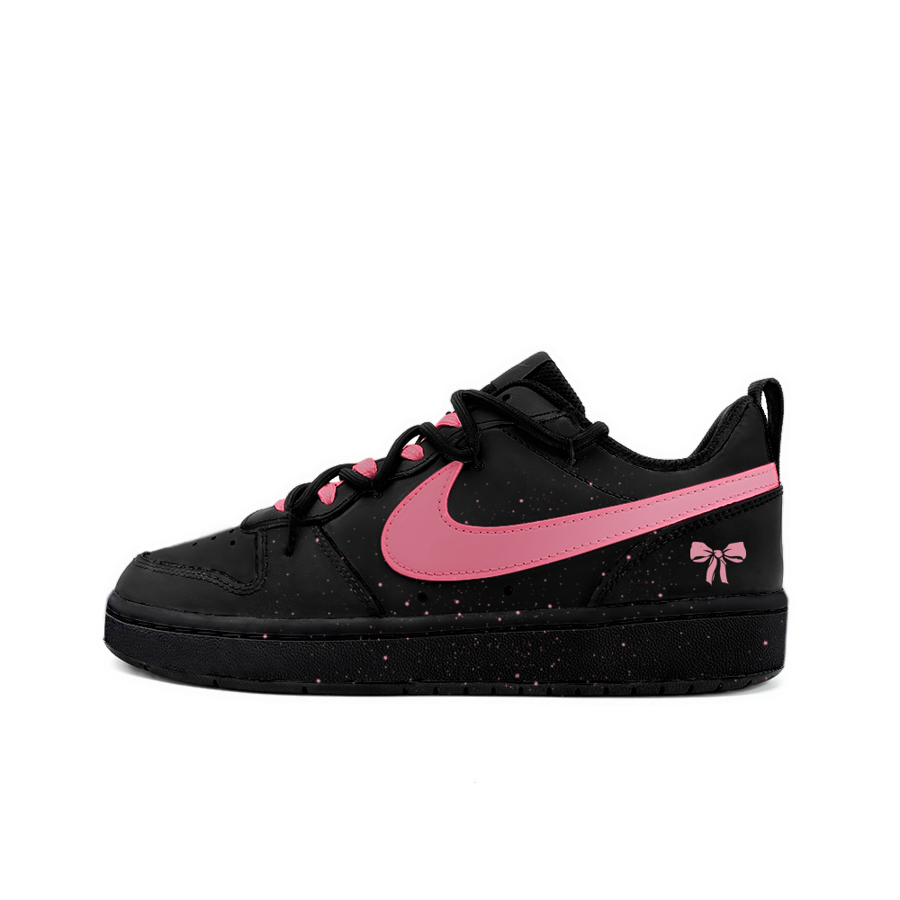 Nike Court Borough Risha, Amber Slip Resistant Cushioning Lightweight Low Top Skateboard Shoes GS Black Pink