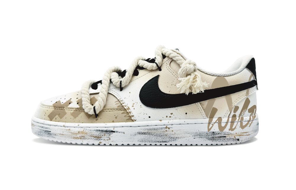 Nike Court Vision 1 Slip-Resistant Low-Top Skateboard Shoes Men's Khaki