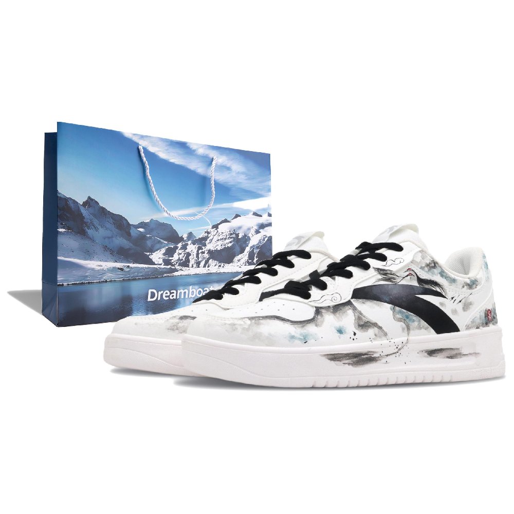 Anta Cushioning Lightweight Height Increasing Low Top Skateboard Shoes Unisex Black White Gray