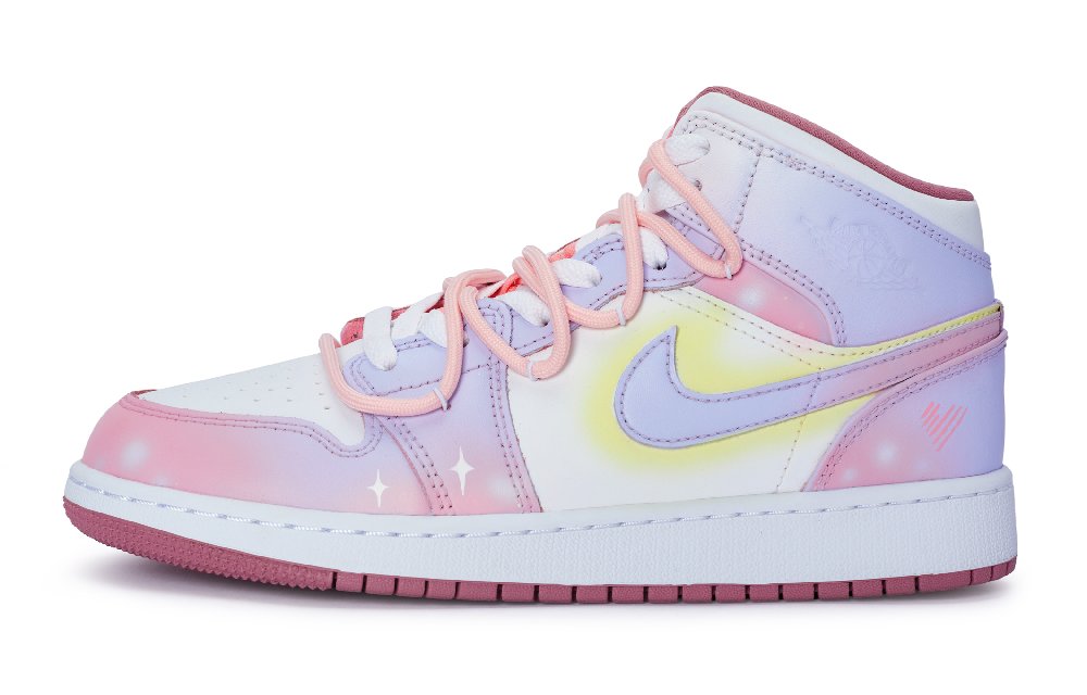 JORDAN Air JORDAN 1 Vintage Basketball Shoes Women's Mid Top White/Purple