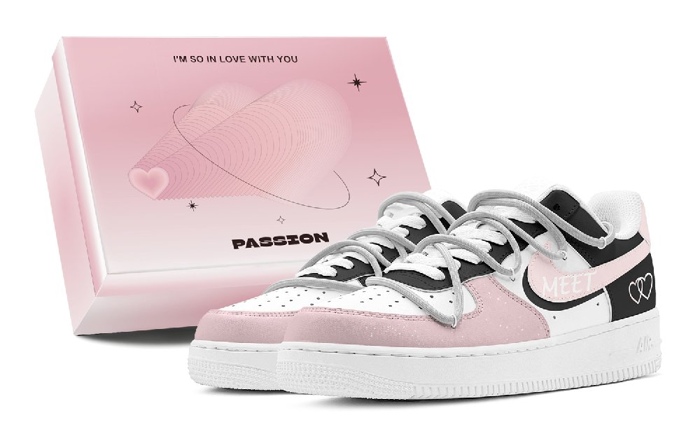 Nike Air Force 1 Air Force 1 Romantic Casual Encounter With Love Low-Top Skateboard Shoes Men's Black Pink