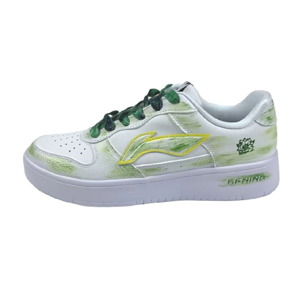 LiNing Pontoon Boats Cushioned Wear Resistant Breathable Low Top Skateboard Shoes Men's White Green Yellow