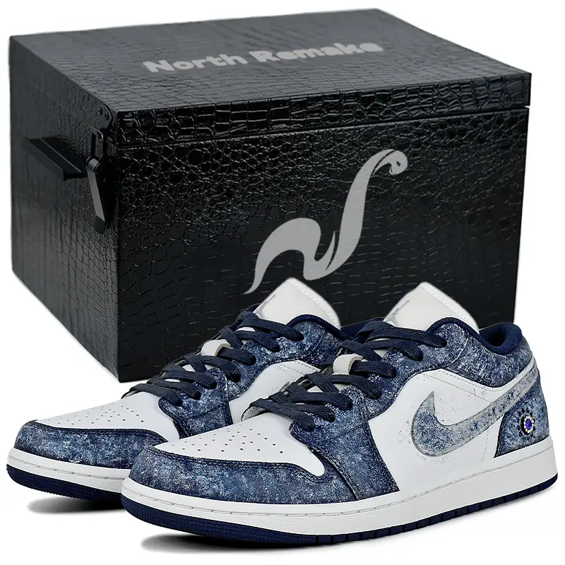 Jordan Air Jordan 1 Abrasion Resistant Low top Vintage Basketball Shoes Men's Blue White