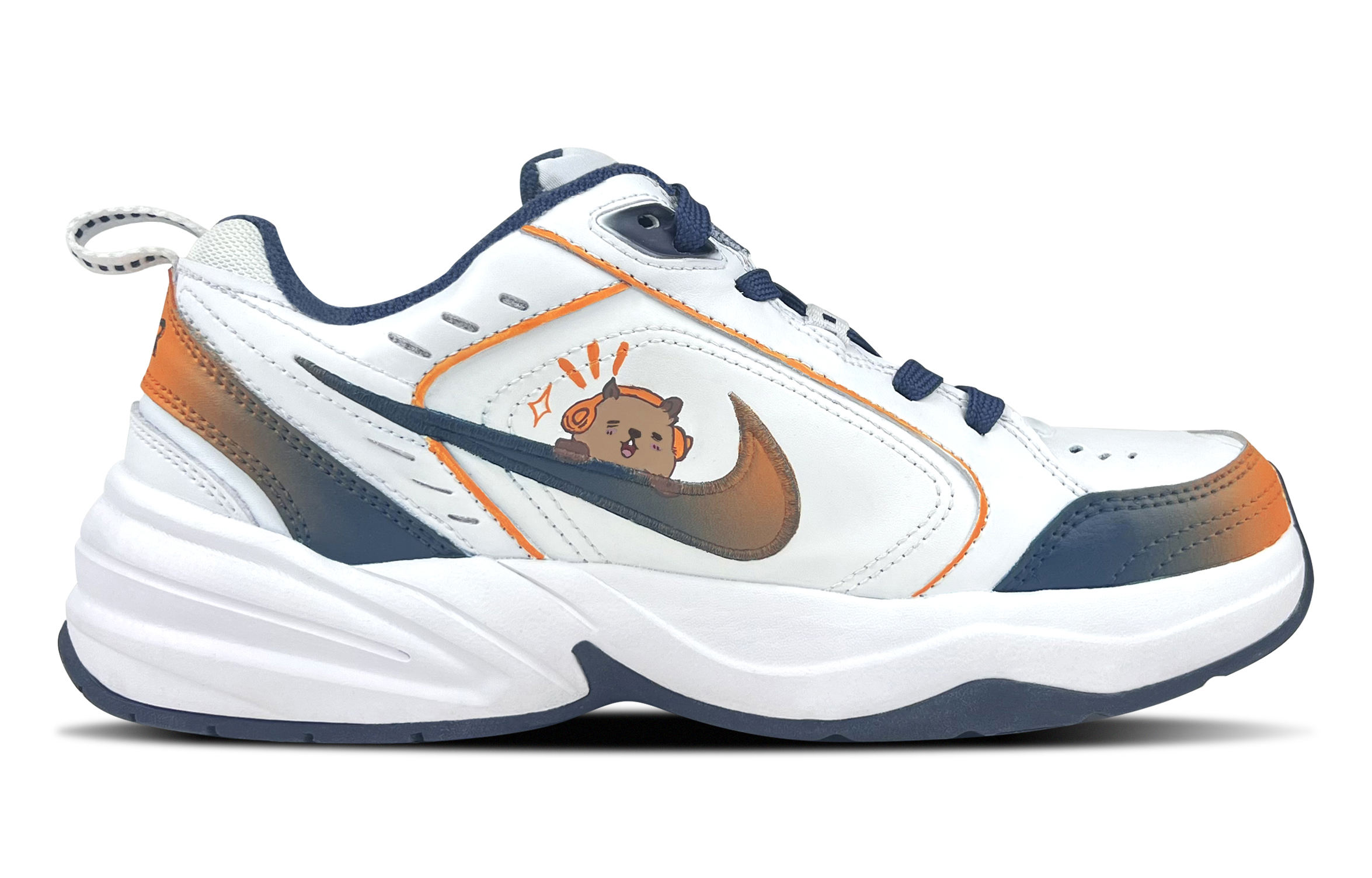 Nike Air Monarch 4 Groundhog Shock Absorbers Low Top Chunky Sneakers Unisex Brown Blue White