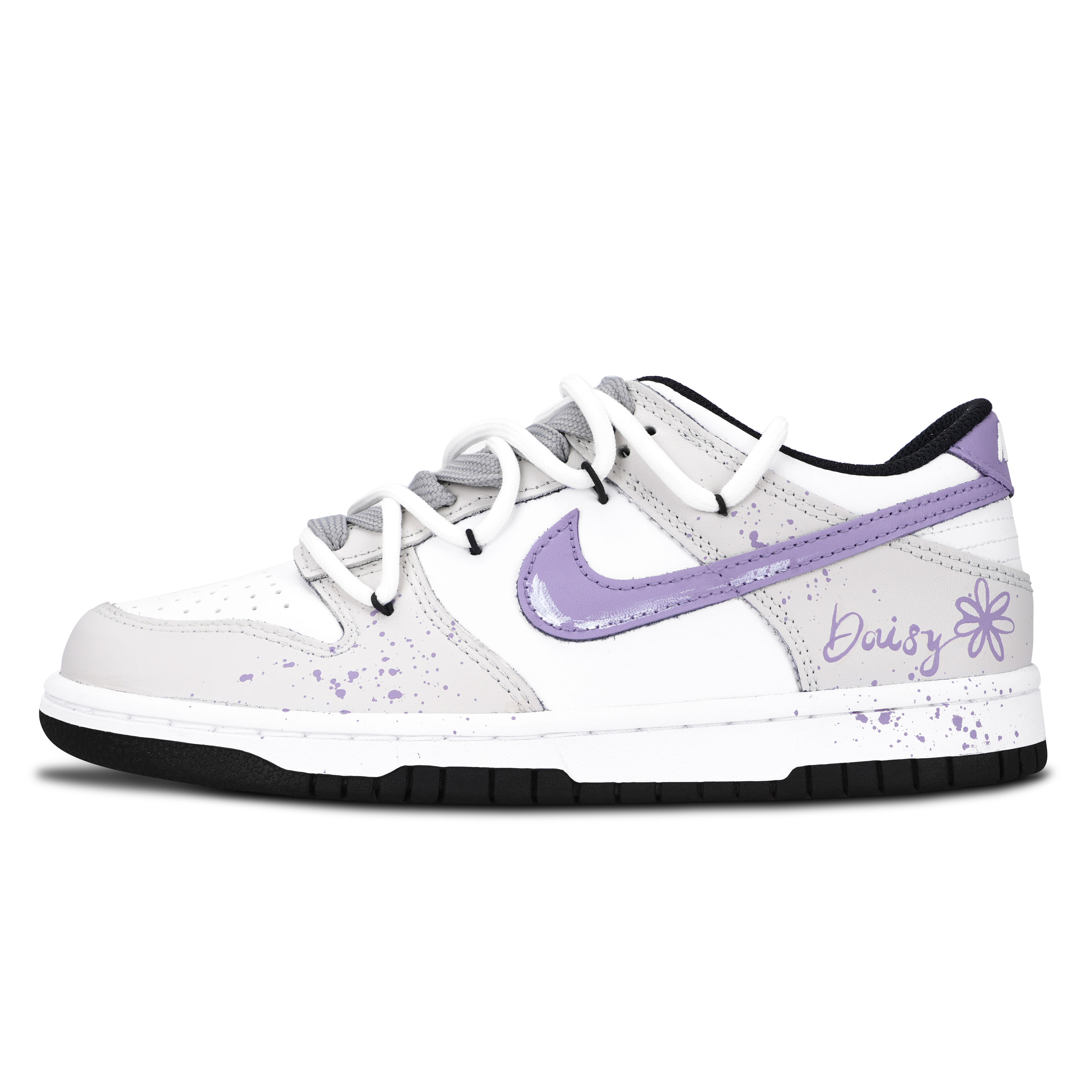 Nike Dunk Black White, Spring Daisy Abrasion Resistant Low top Skateboard Shoes Unisex Purple