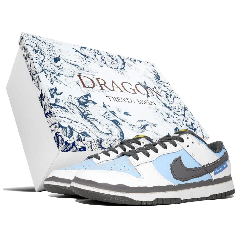 Nike Dunk Low NN LTDZ Ocean Star Box Low Top Skateboard Shoes Men's White Blue Gray