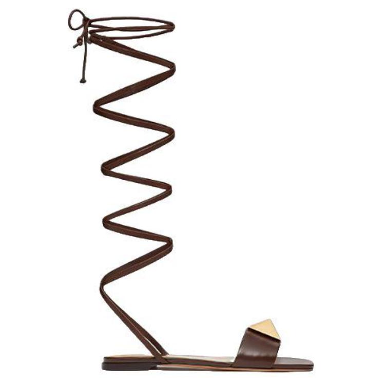 Valentino One Stud One Strap Sandals Women's Dark Brown