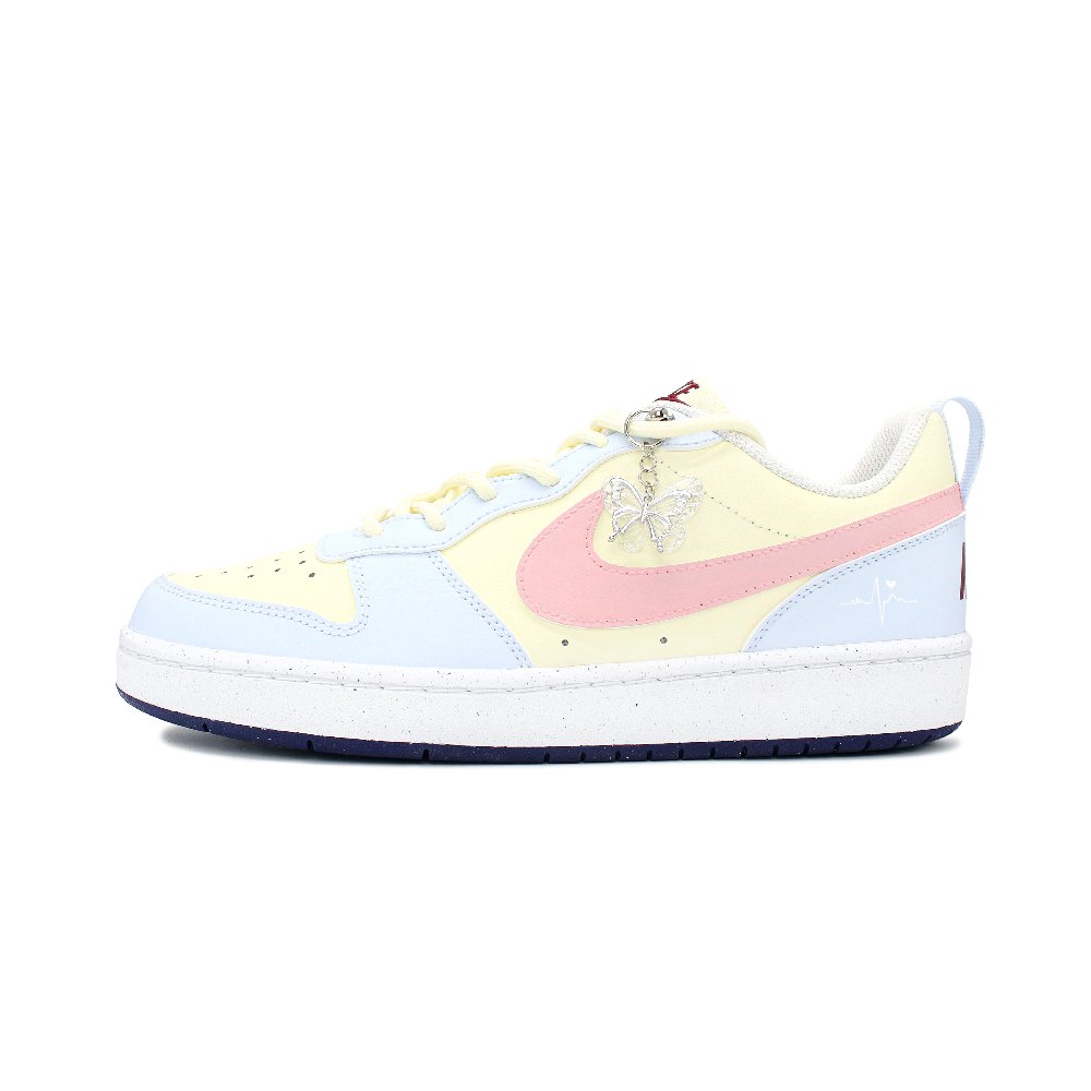 Nike Court Borough Abrasion Resistant, Lightweight, And Breathable Low Top Skateboard Shoes GS Pink Blue White