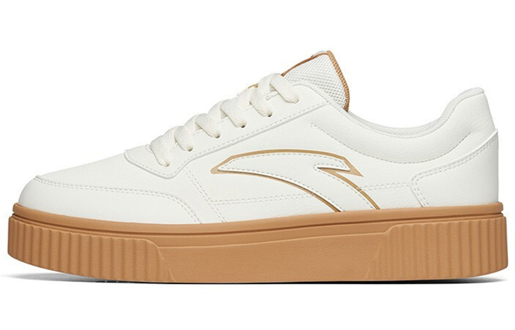 Anta Life Collection Cookie Shoes Cushioning, Wear Resistant Low Top Skateboard Shoes Men's Light Beige White