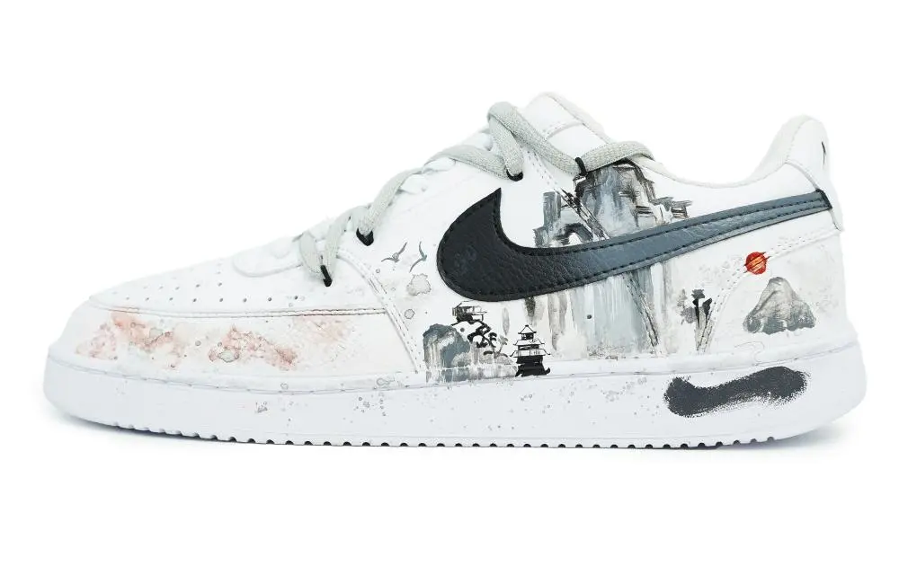 Nike Court Vision 1 Low-Top Skateboard Shoes Men's White Black
