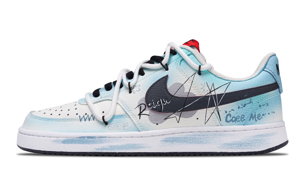 Nike Court Vision 1 Dusty Blue Ink Charm Abrasion Resistant Low Top Skateboard Shoes Men's Azure