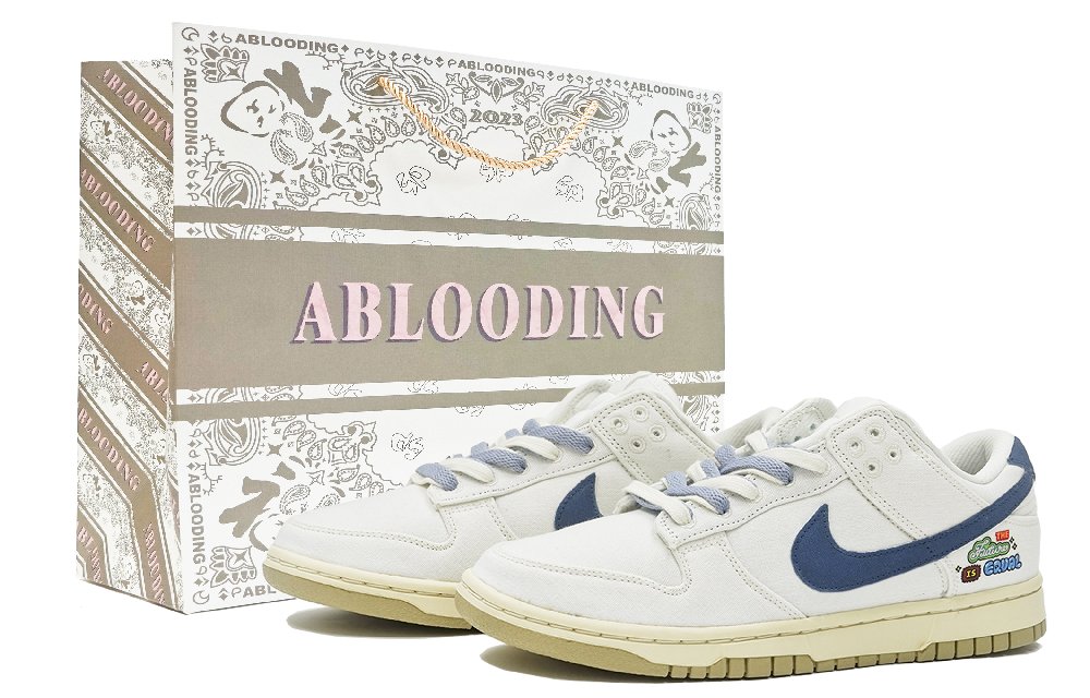 Nike Dunk Low ABLOODING Low-Top Skateboard Shoes Women's Denim Blue