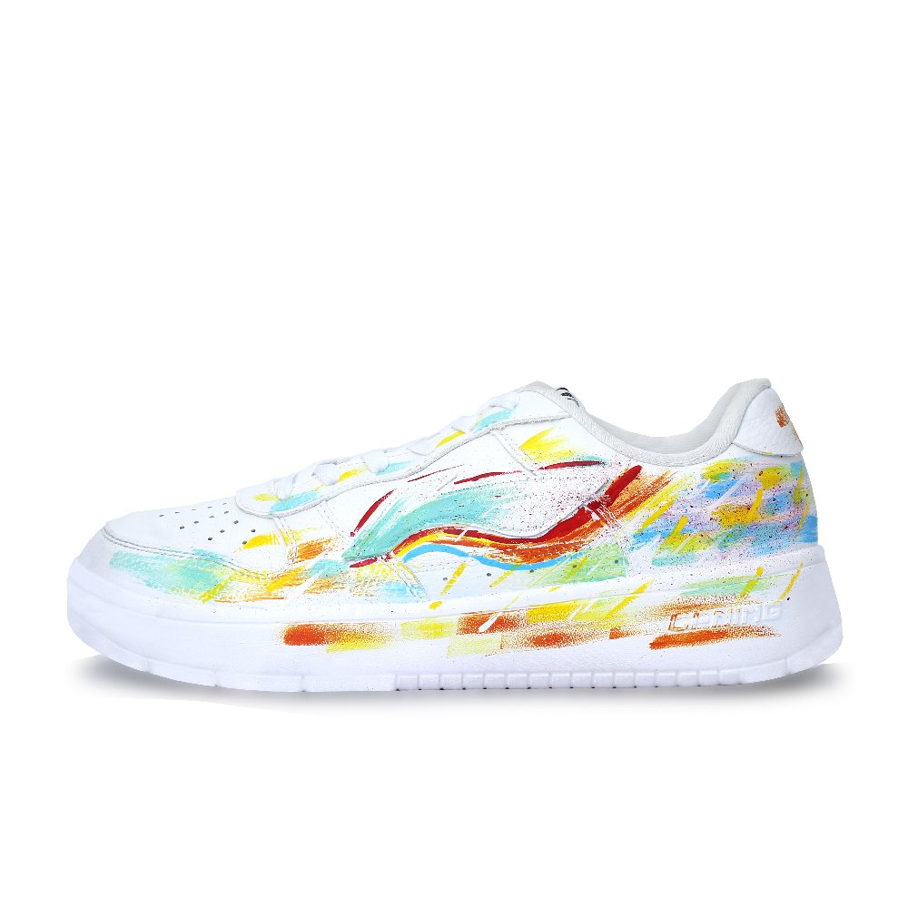 LiNing Pontoon Boats Abrasion Resistant, Lightweight, And Breathable Low top Skateboard Shoes Unisex White Blue Yellow