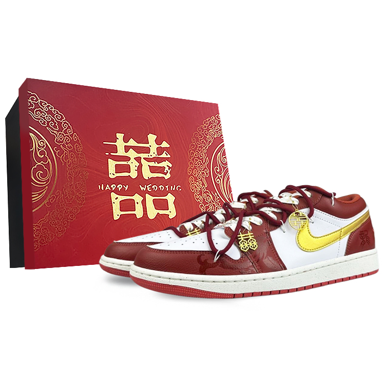 Jordan Air Jordan 1 Low-Top Vintage Basketball Shoes Men's White Red