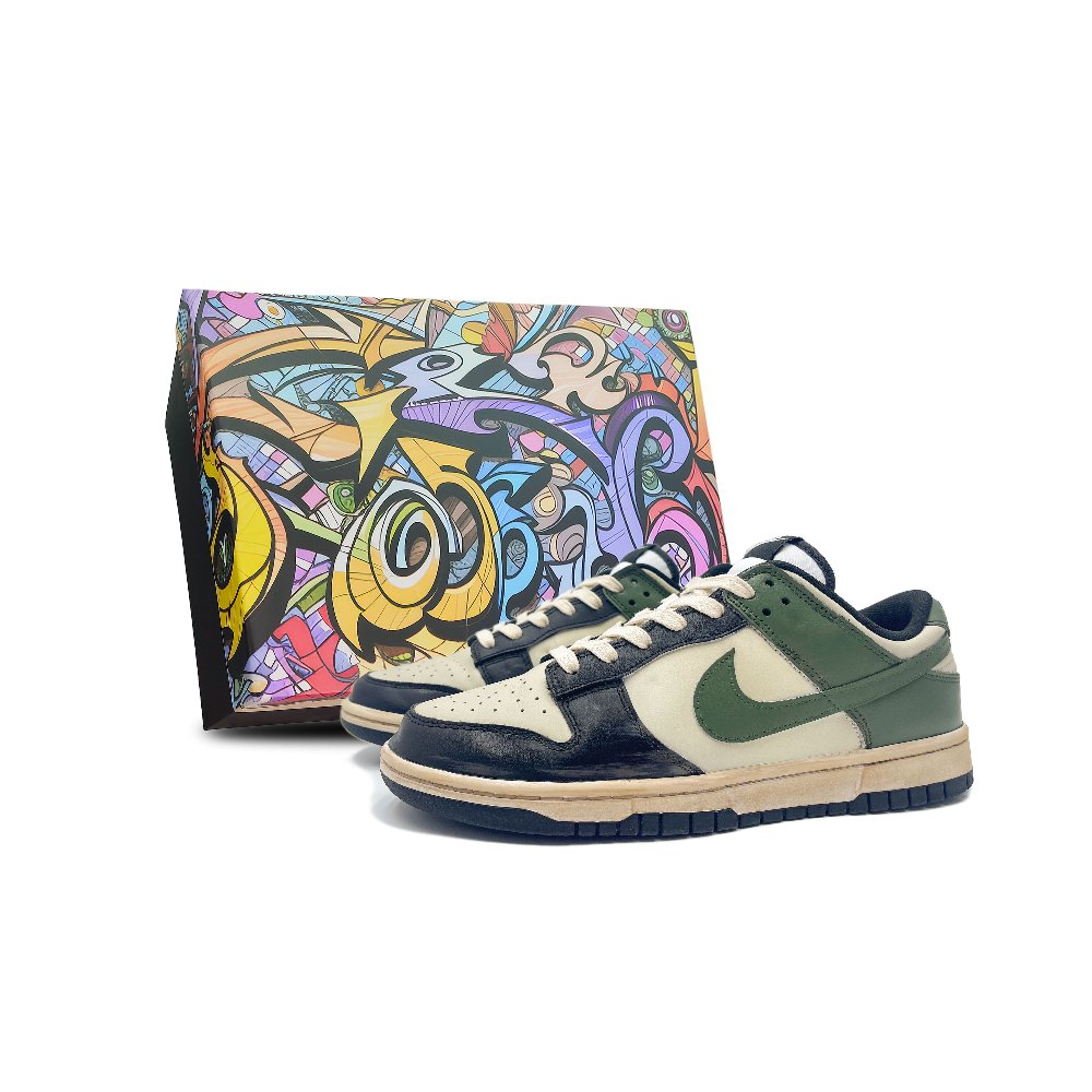 Nike Dunk Anti-Slip Wear-Resistant Low-Top Skateboard Shoes Unisex Olive Green