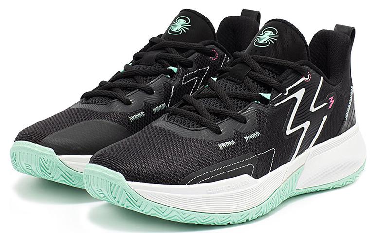361° Big3 Team Cushioned Slip-Resistant Breathable Low-Top Basketball Shoes Men's Black White Cyan