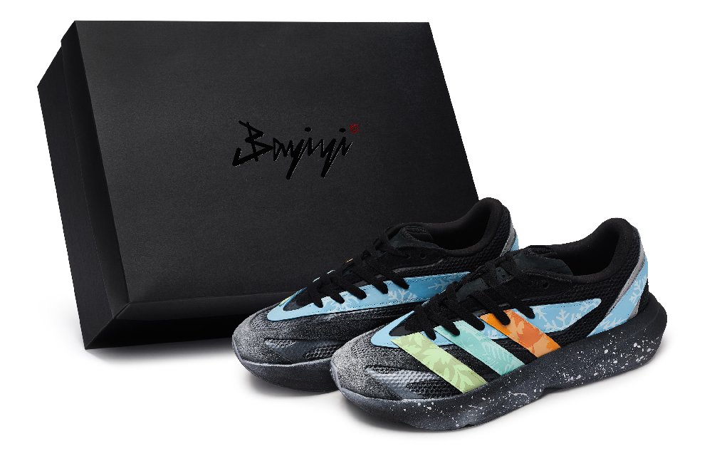 Adidas LIGHTBLAZE Anti Slip Wear Resistant Low Top Running Shoes Men's Black Blue Green Orange