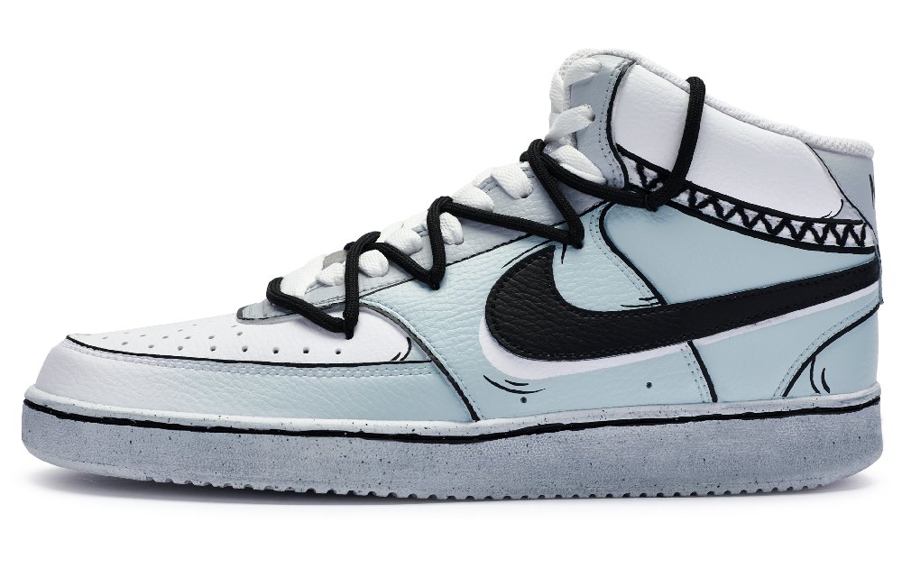 Nike Court Vision Mid Mid-Top Skateboard Shoes Men's White Blue Black
