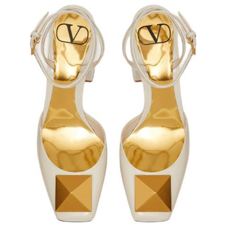 Valentino One Stud GARAVANI Chunky Heel High Heels Women's White