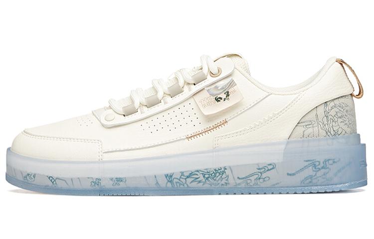 Anta Slip Resistant, Abrasion Resistant, Lightweight Low Top Skateboard Shoes White Gray