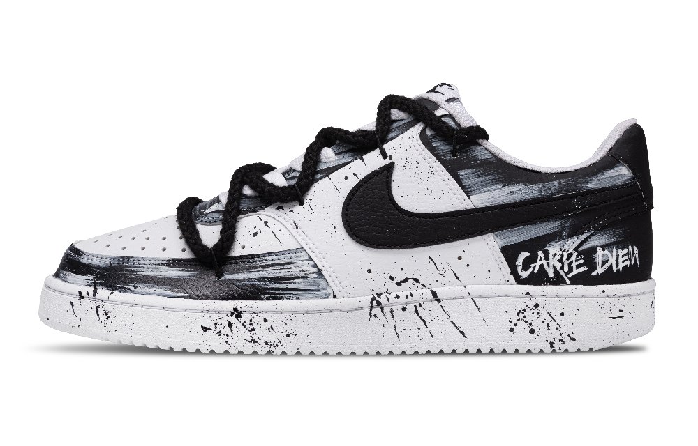 Nike Court Vision 1 Twilight Night Collection Abrasion Resistant Balance Low Top Skateboard Shoes Unisex Black White