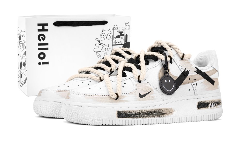 Nike Air Force 1 Slip Resistant, Abrasion Resistant, Lightweight Low Top Skateboard Shoes Women's Brown White Black