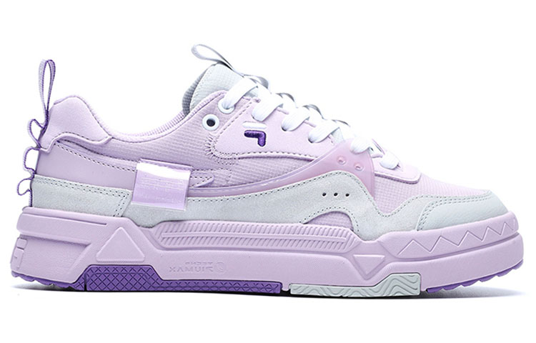 FILA FUSION BANK Anti-Slip Wear-Resistant Low-Top Skateboard Shoes Women's Purple Gray