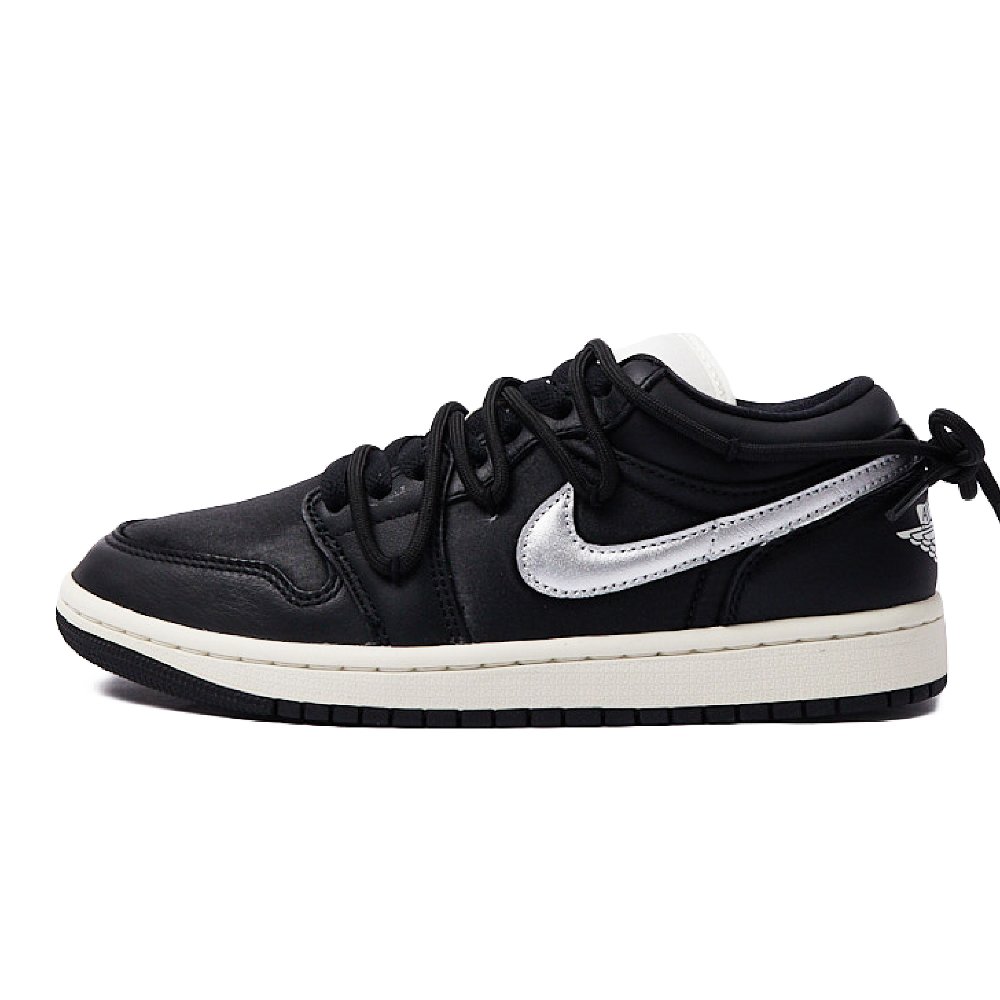 Jordan Air Jordan 1 Low Cushioned Slip-Resistant Low-Top Vintage Basketball Shoes Women's Black Silver