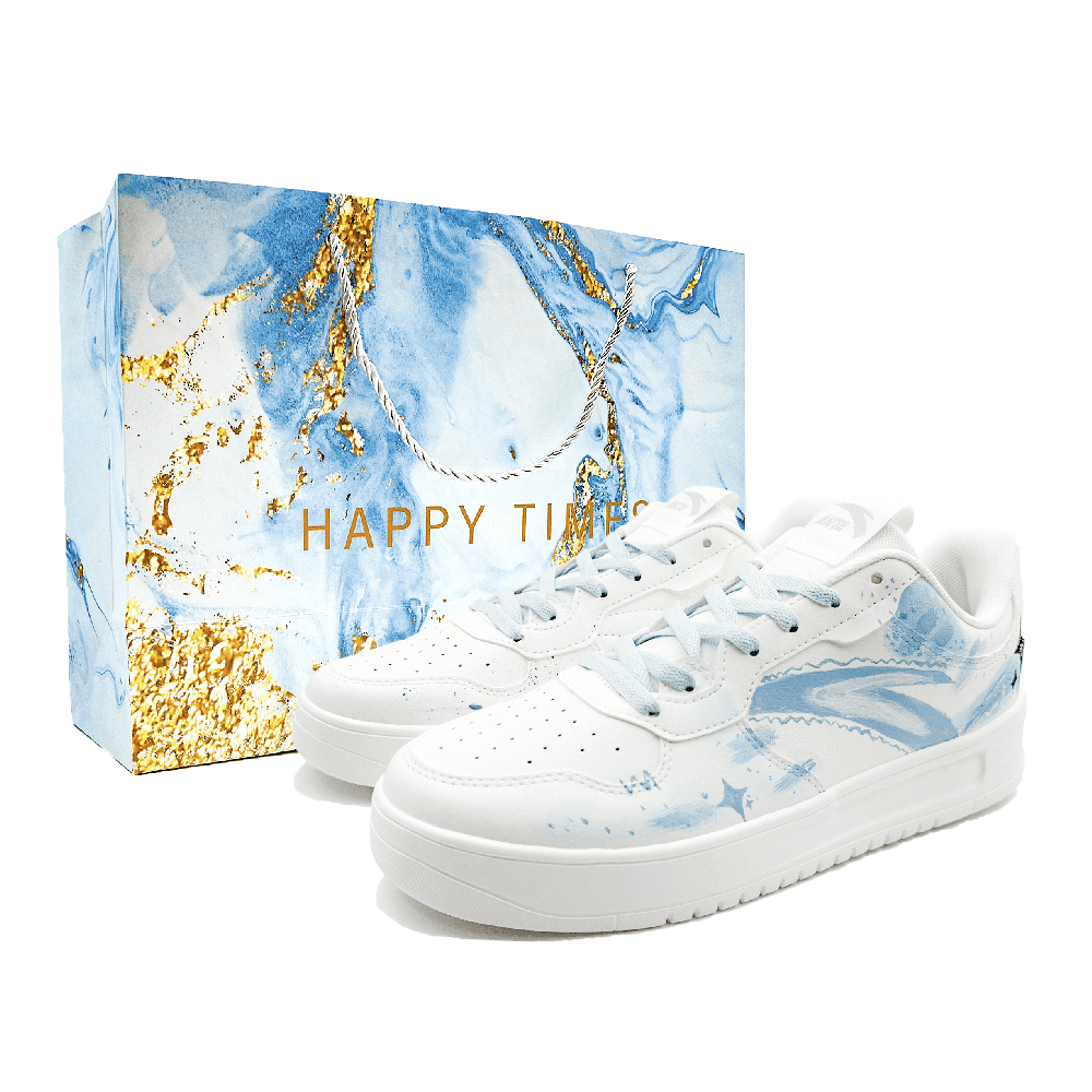 Anta Relaxed Slip Resistant Cushioning Low Top Skateboard Shoes Men's White Blue