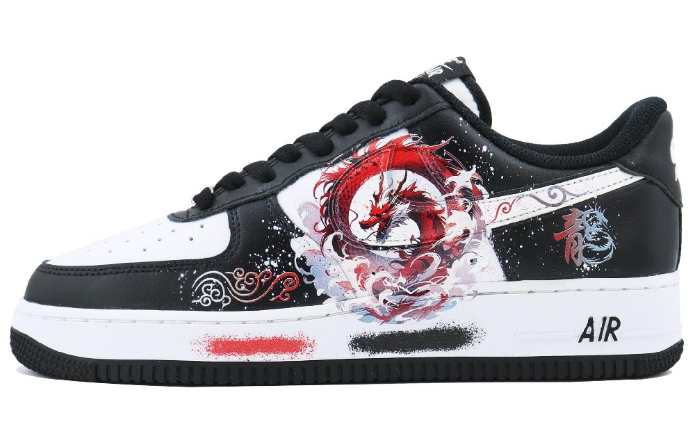 Nike Air Force 1 Low Dragon's Roar SDS Low-Top Skateboard Shoes Unisex Black White