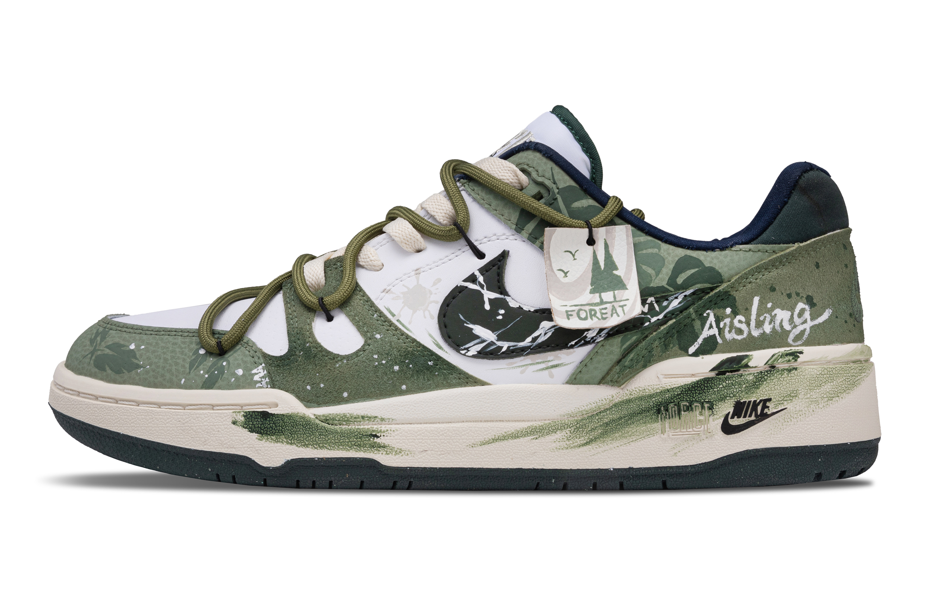 Nike Full Force Mist Forest Low top Skateboard Shoes Men's Green White