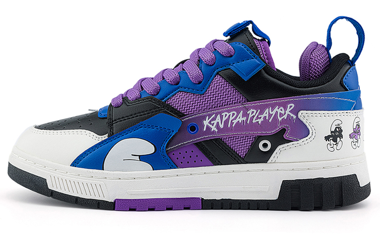 The Smurfs x Kappa Anti-Slip Wear-Resistant Low-Top Skateboard Shoes Unisex Purple Black Blue