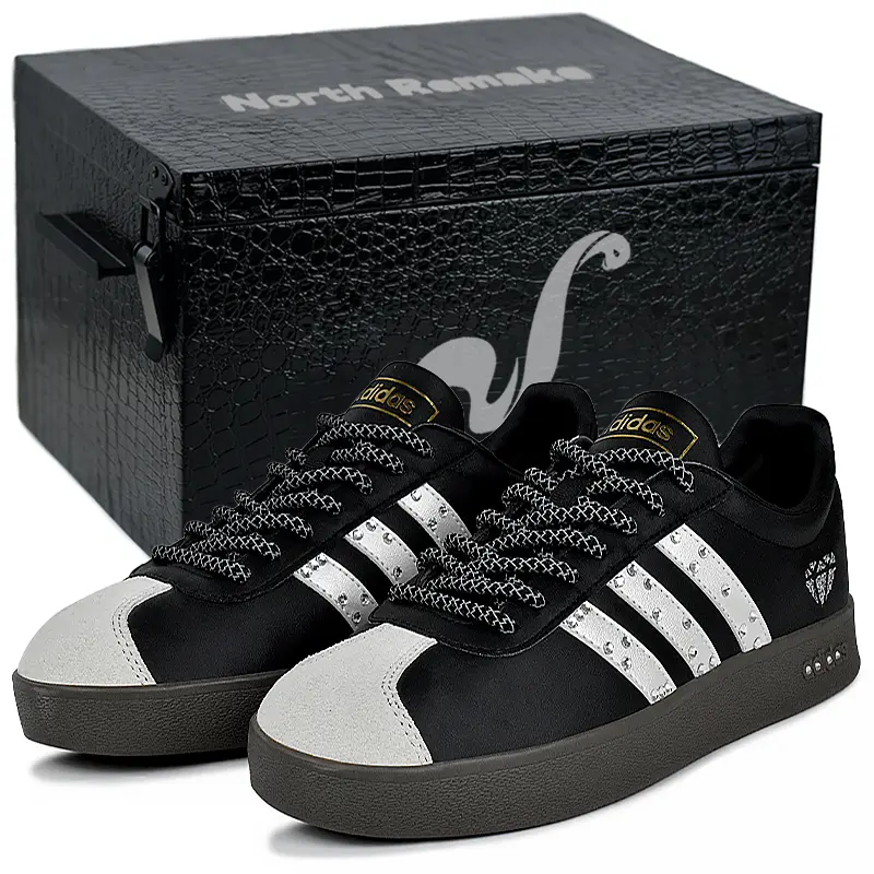 Adidas VL COURT 2.0 Wear resistant And Lightweight Low top Skateboard Shoes Unisex Black Silver
