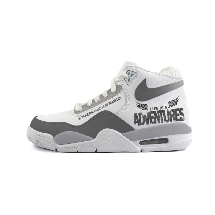 Nike Flight Legacy Anti-Slip Wear-Resistant Mid-Top Vintage Basketball Shoes Unisex White Gray