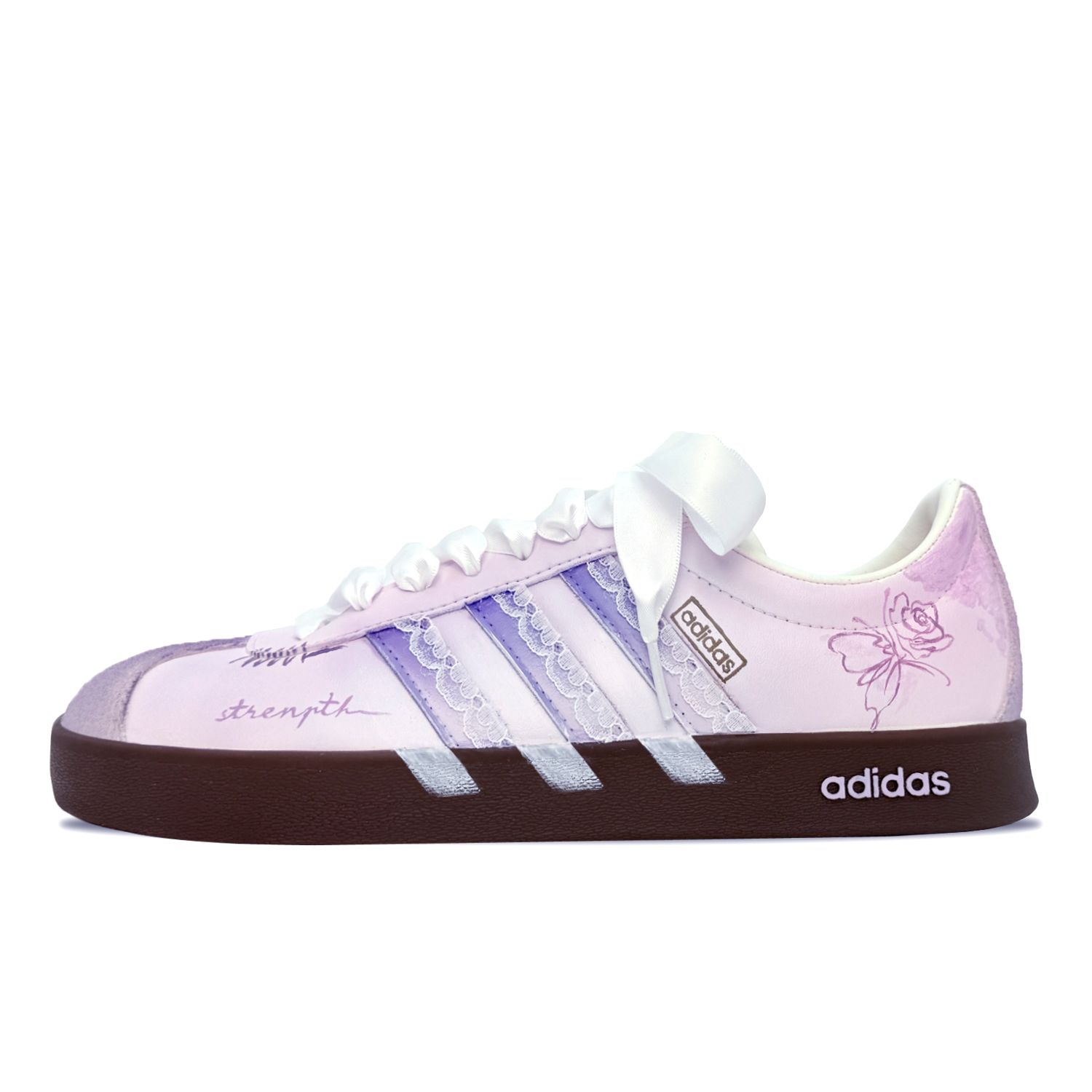 Adidas VL COURT 2.0 Ribbon Love Letter Low top German Army Trainers Unisex Pink Purple