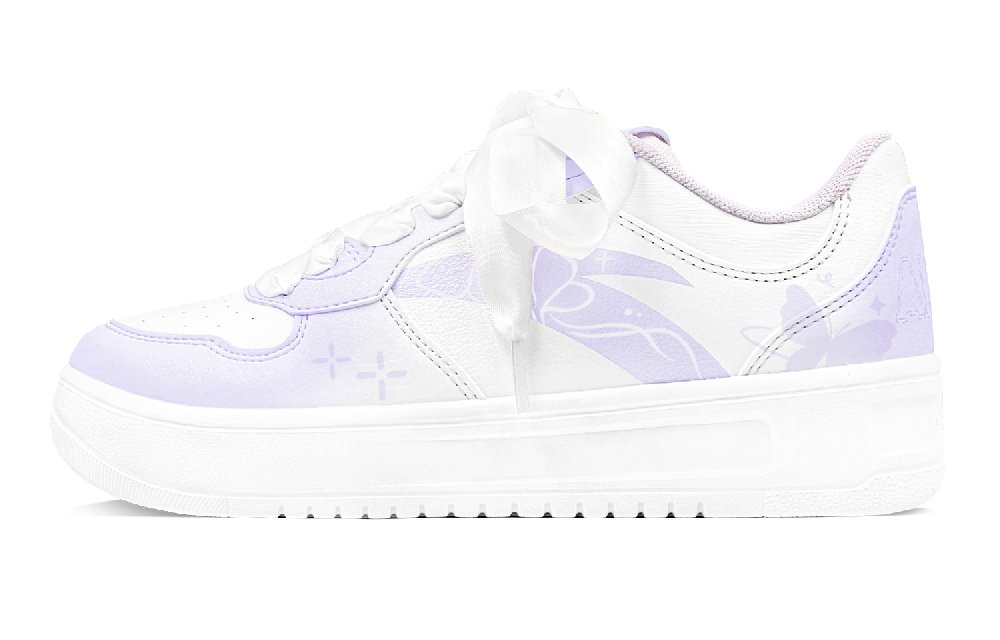 Anta Relaxed Abrasion Resistant Shock Absorbers Low Top Skateboard Shoes Women's White Purple