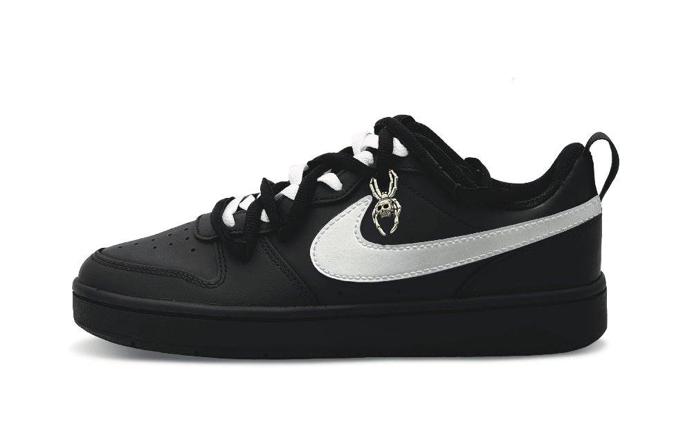 Nike Court Borough 2 Anti-Slip Wear-Resistant Low-Top Skateboard Shoes GS Black Silver