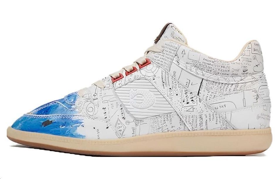 COACH Mid Top Skateboard Shoes Men's White Blue