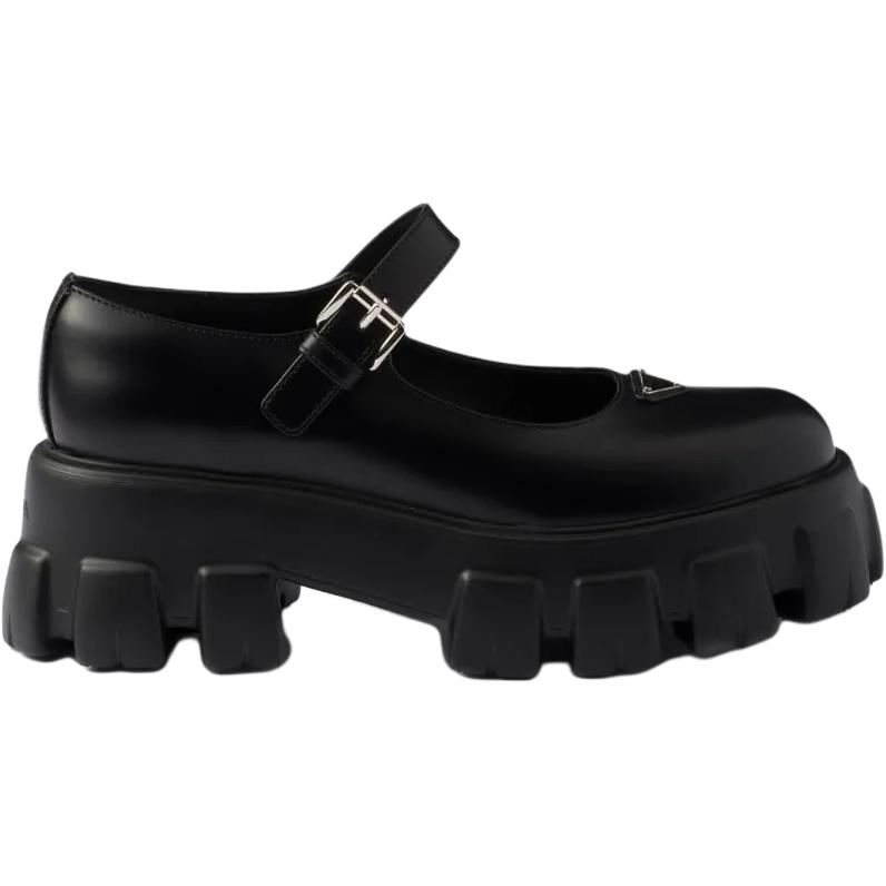 PRADA Monolith Platform Mary Jane Shoes Women's Black