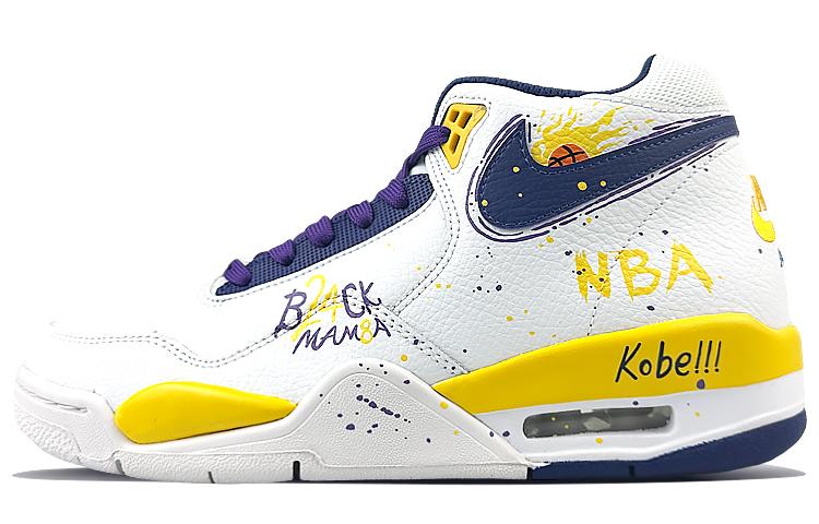 Nike Flight Legacy Mid-Top Vintage Basketball Shoes Men's White Blue Yellow