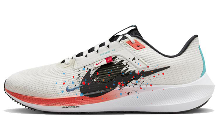 Nike Air Zoom Pegasus 40 Cushioning Anti-Slip And Wear-Resistant Low-Top Running Shoes Men's White Red Black