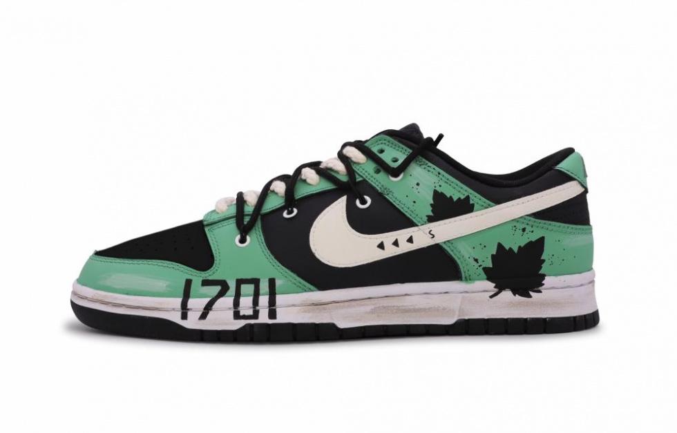 Nike Dunk Retro Anti Slip And Wear Resistant Lightweight Low Top Skateboard Shoes Men's Black Green