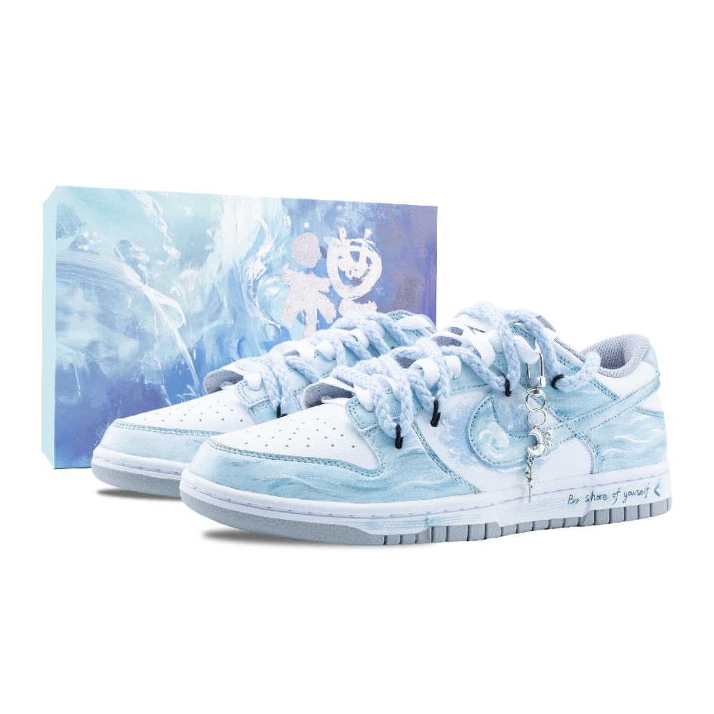 Nike Dunk Moonlit Blue Wave Walk Anti Slip Wear Resistant Low Top Skateboard Shoes Unisex Sky Blue