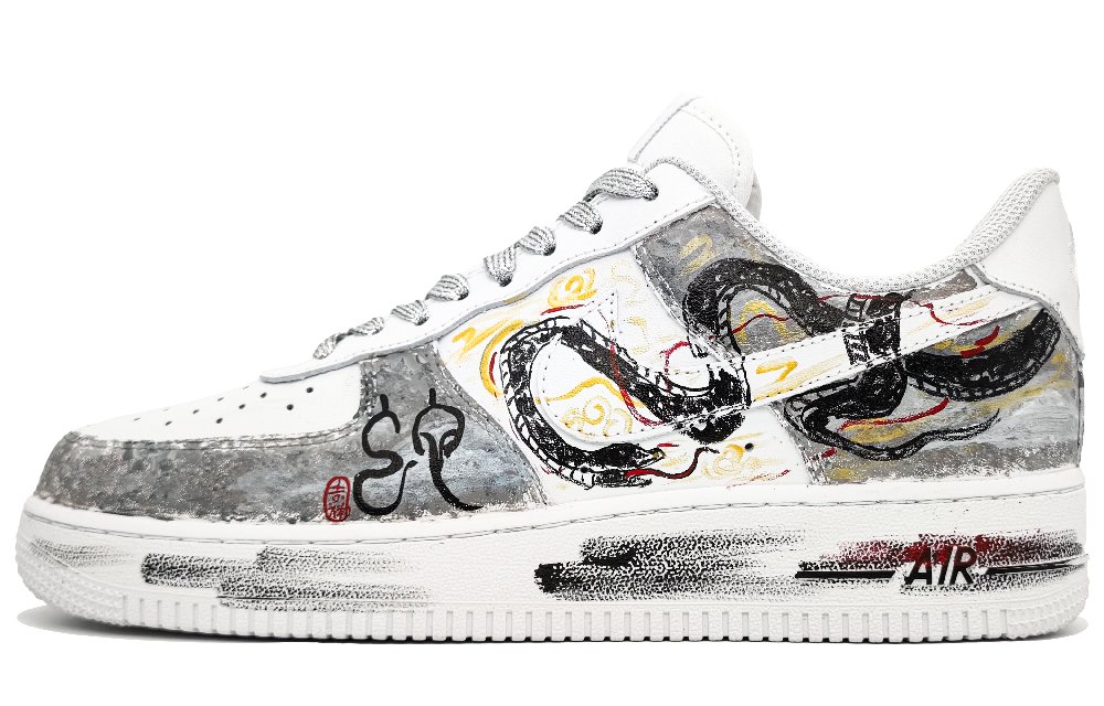 Nike Air Force 1 Anti Slip Wear Resistant Low Top Skateboard Shoes Unisex Gray Gold