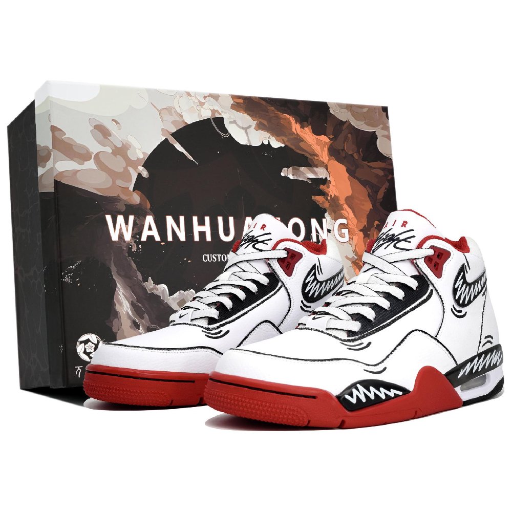 Nike Flight Legacy Mid Top Vintage Basketball Shoes Unisex Red White Black
